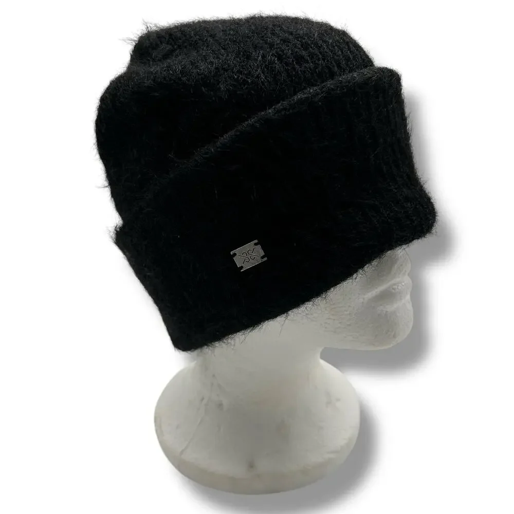 NEW Soia & Kyo Black Beanie Hat Fold Over Jaya Winter Ribbed Soft Cozy NWT - Picture 8 of 9